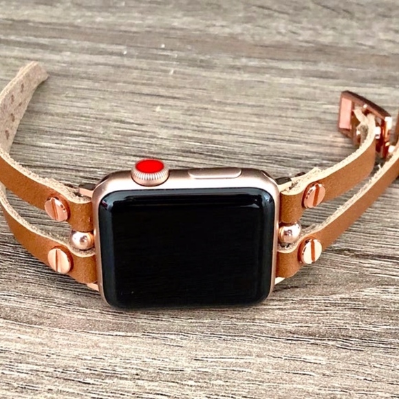 Leather Apple Watch Band Rose Gold  Bracelet main image 4